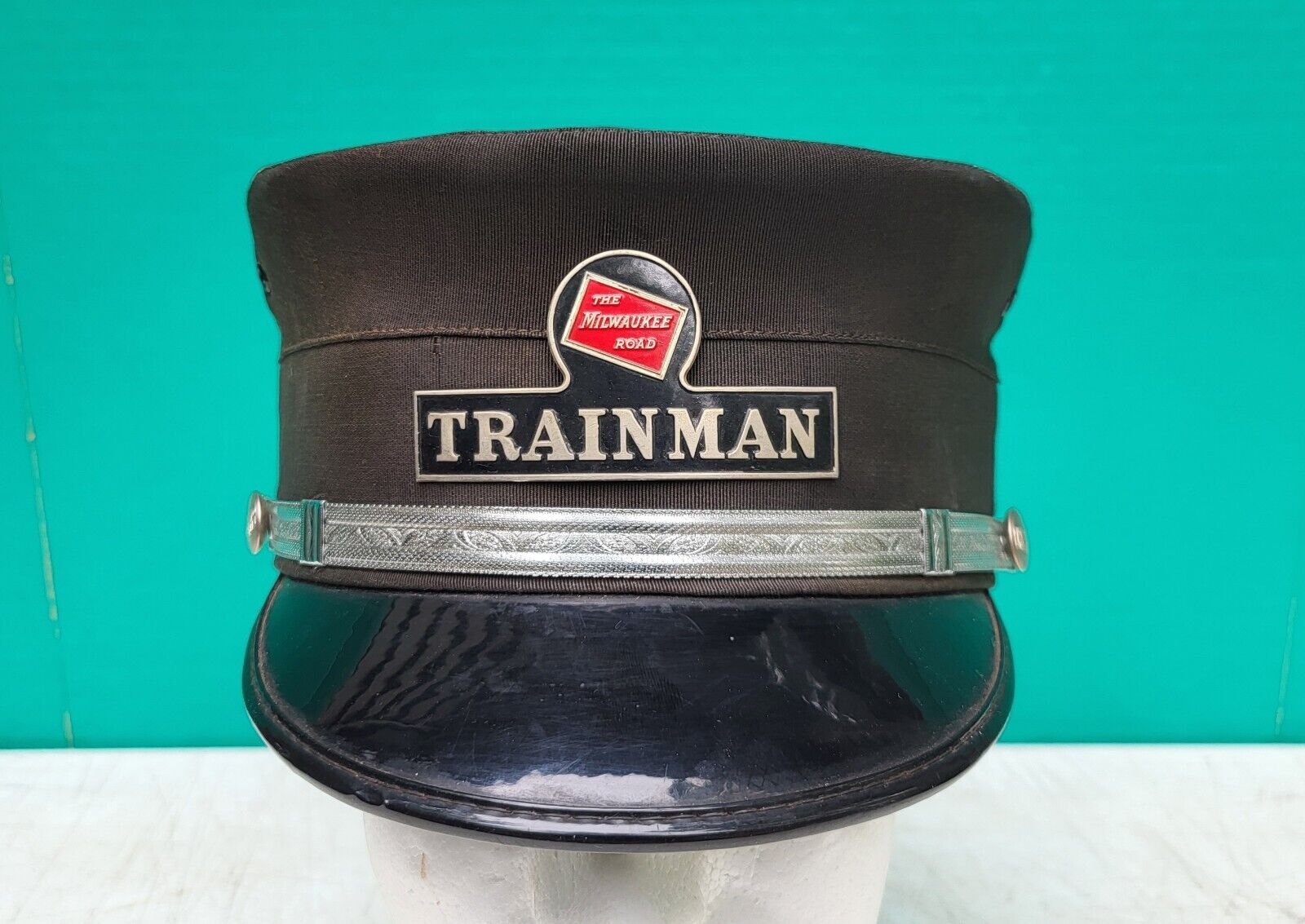 Milwaukee Road Trainman Hat Cap sz 7-1/4 CMStP&P Train Railway Railroad Vintage
