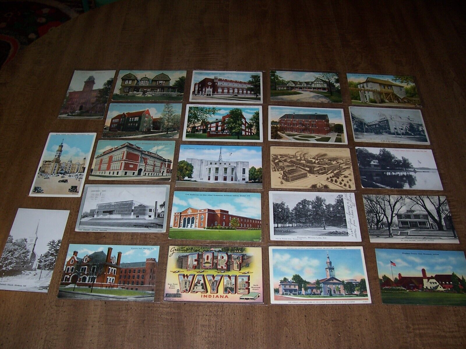 23 Indiana Postcard lot:  Fort Wayne & various cities.  Linen & Pre-Linen