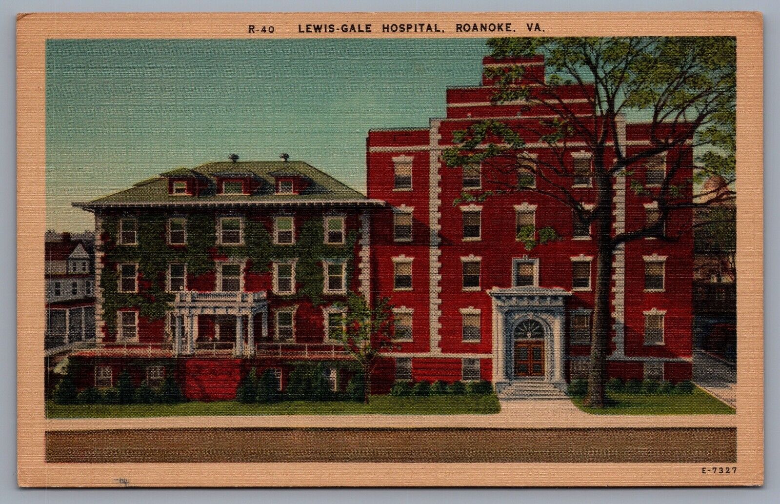 Lewis-Gale Hospital Roanoke Virginia Linen Postcard Vintage Mid Century