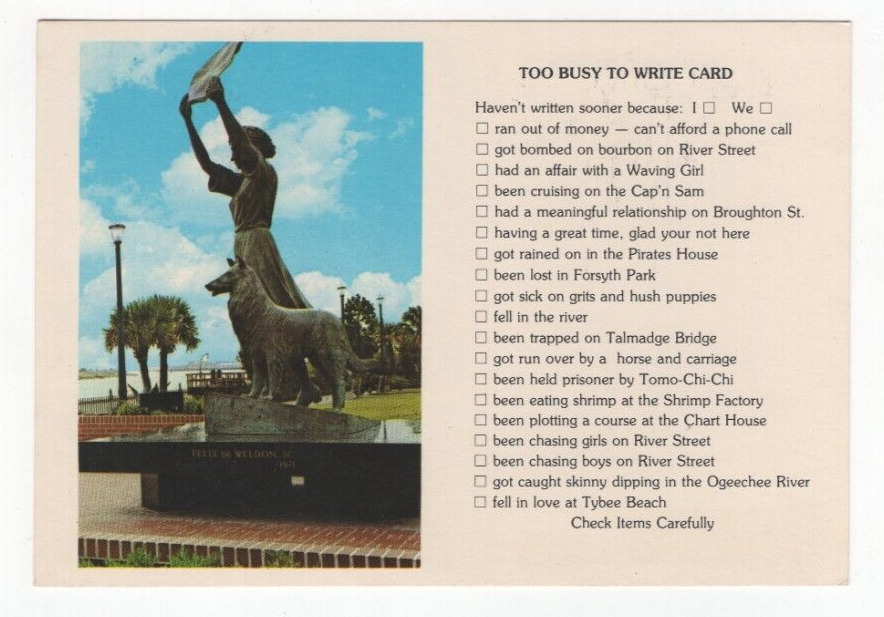 Savannah, Georgia VTG Postcard Unposted - \