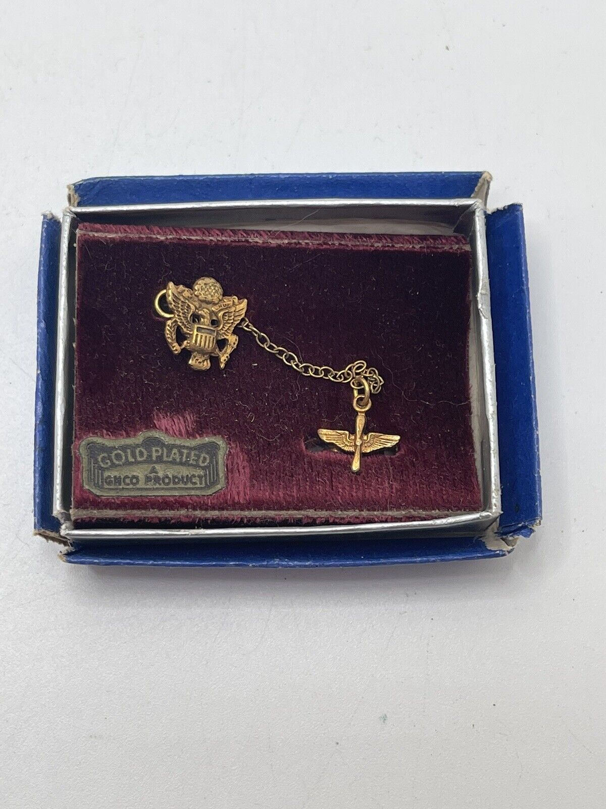 Army AIR FORCE Home Front Sweet Heart Pin WWII Gold Plated Original Box