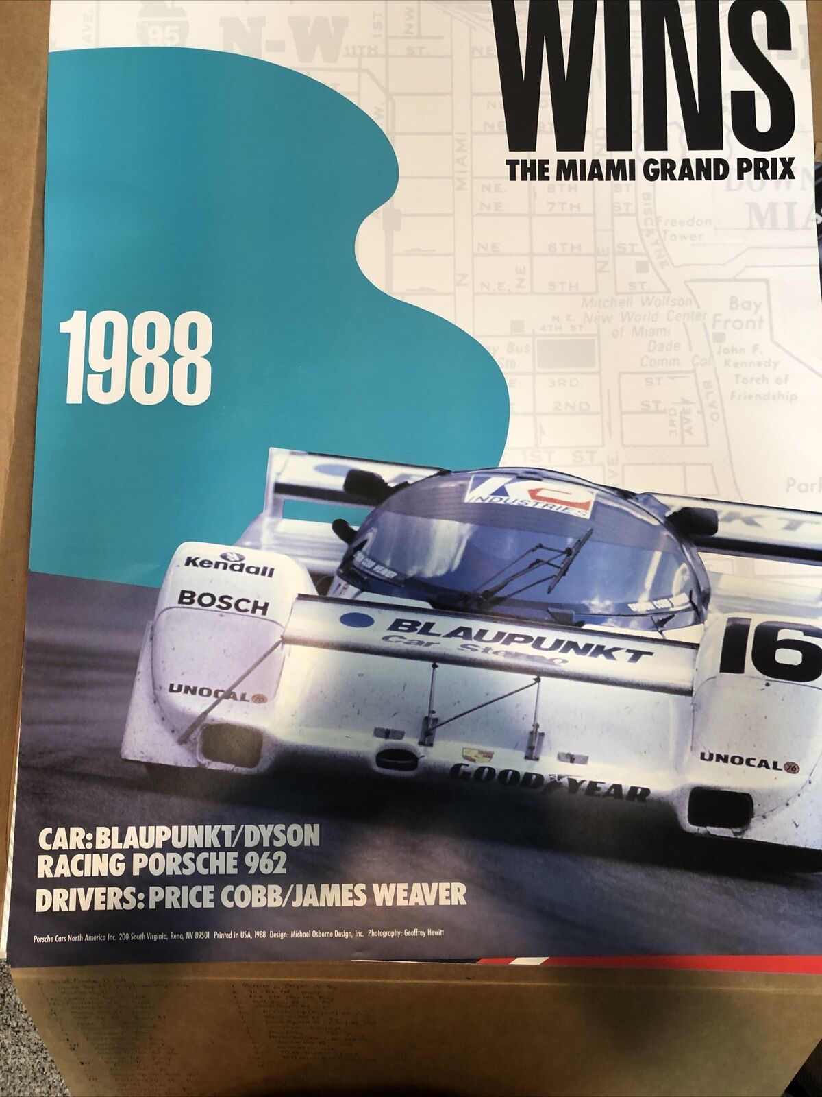 Porsche Wins The Miami Grand Prix 1988 👀Original Factory Car Poster