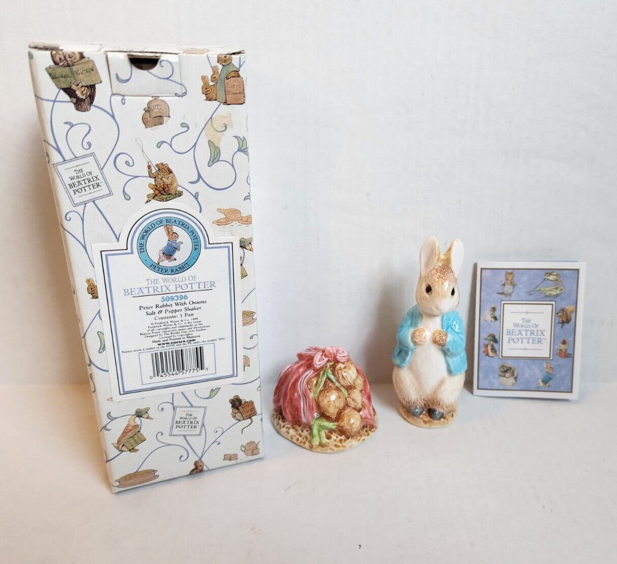 Vintage Peter Rabbit with Onions Salt & Pepper Shaker Set Enesco 509396