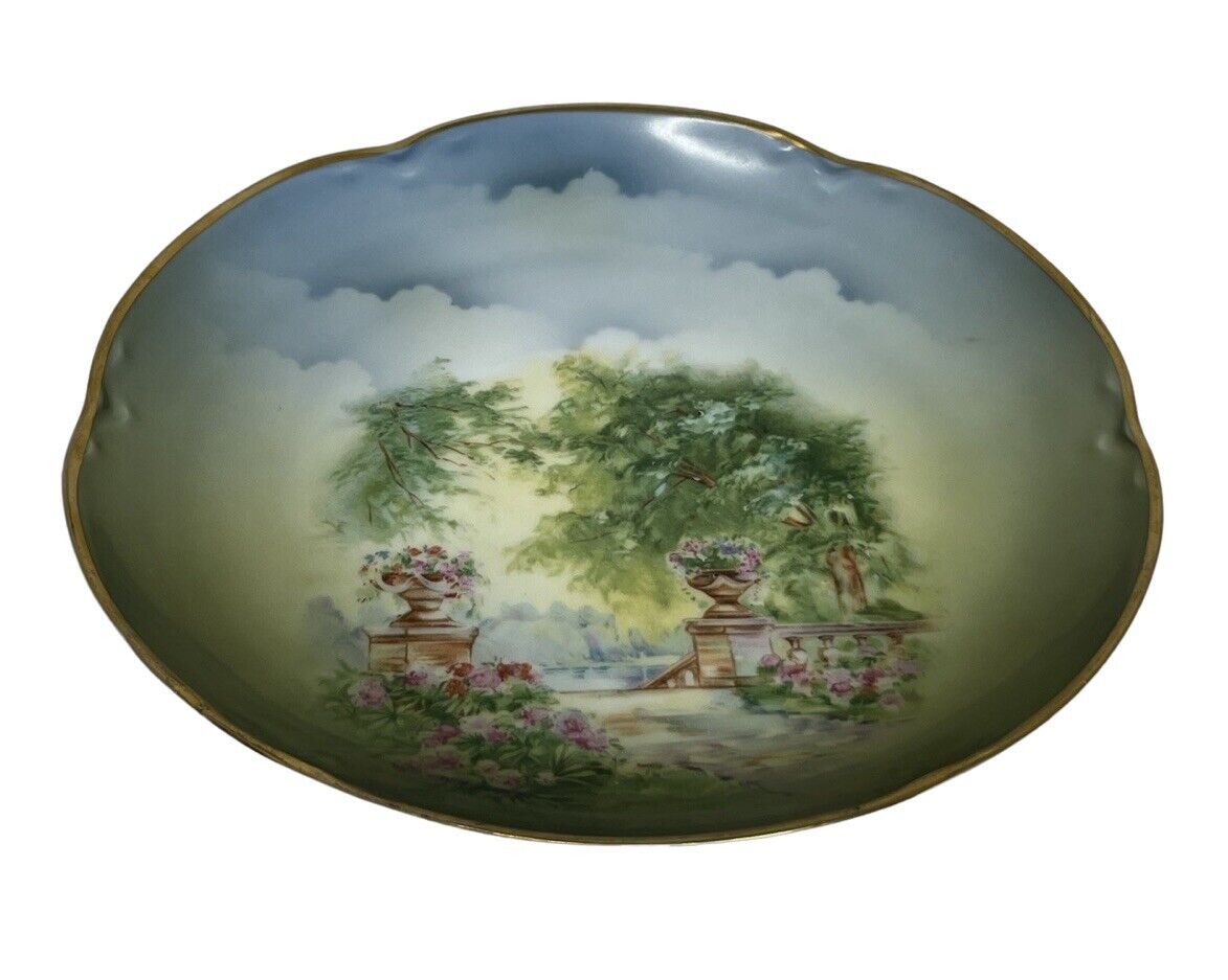 Alice JHR Bavaria K&L Hand Painted Plate 8 in diameter Green Flower Garden VTG