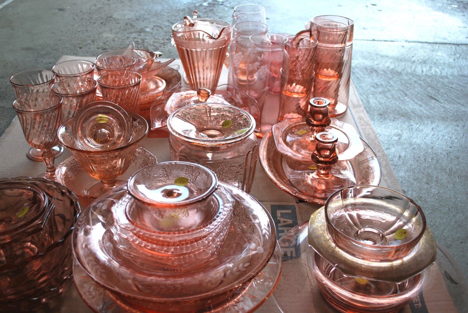 Pink Depression Glass, Vintage, Retro, Large Collection, Antique