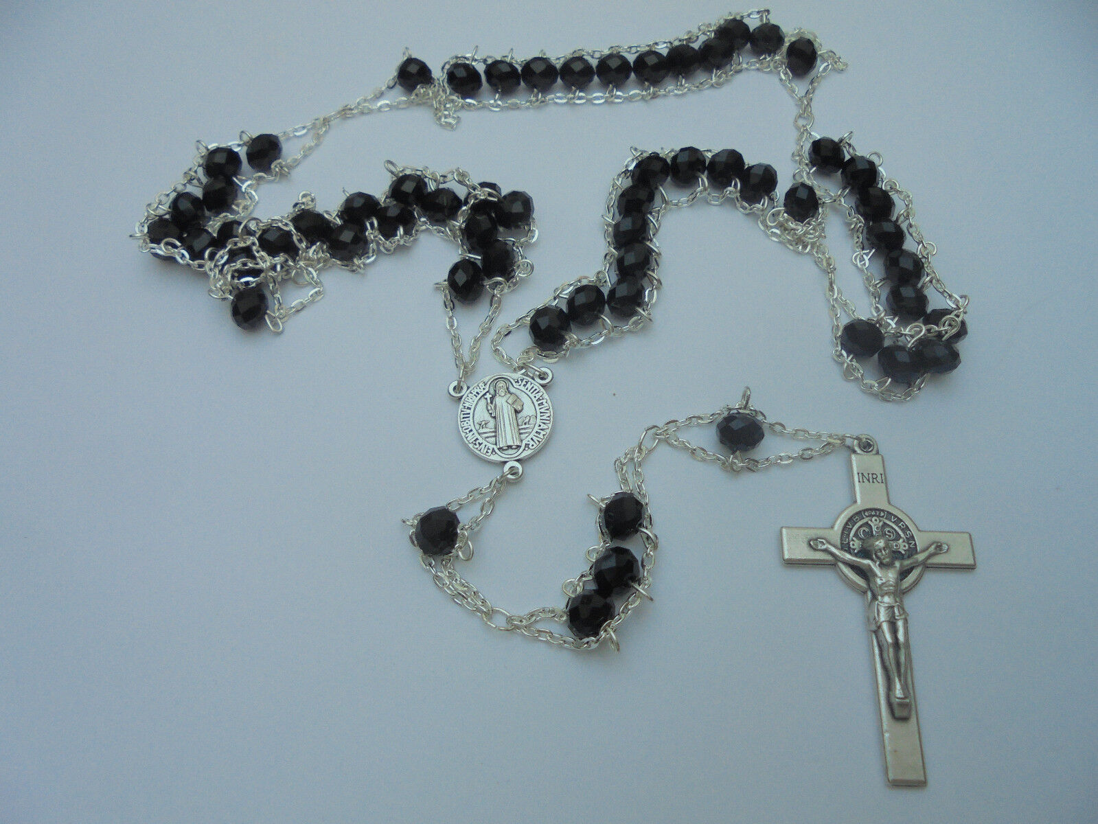 St.Benedict Ladder To Heaven ROSARY  Black CRYSTAL   