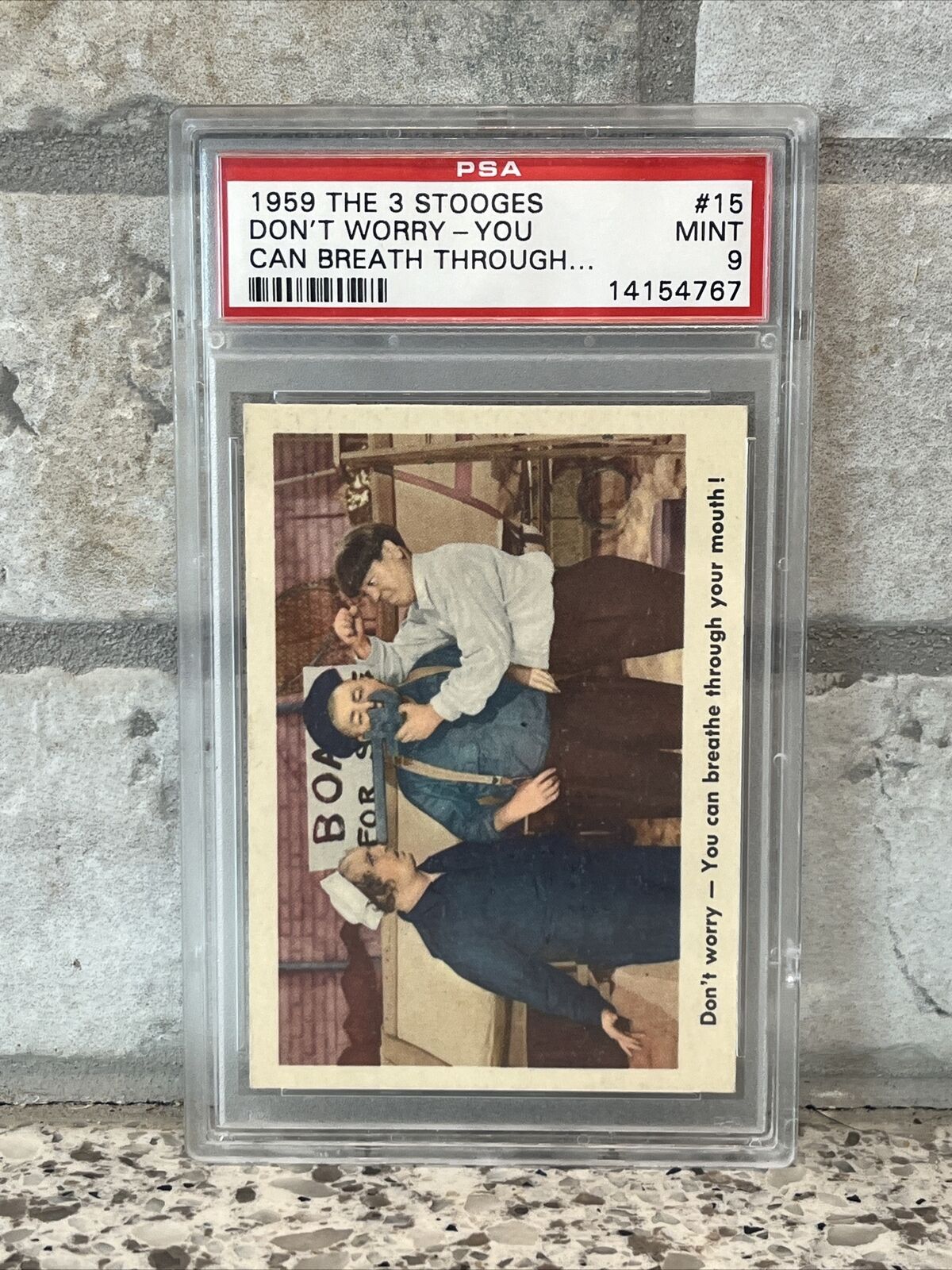 1959 Fleer The 3 Three Stooges #15 Don't Worry You Can Breathe Through... PSA 9