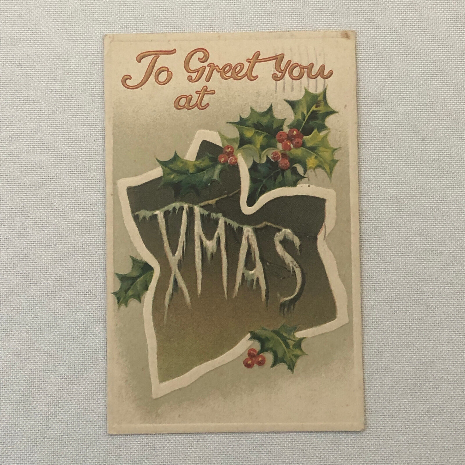 Christmas Postcard Post Card Vintage Embossed Antique Posted 1910