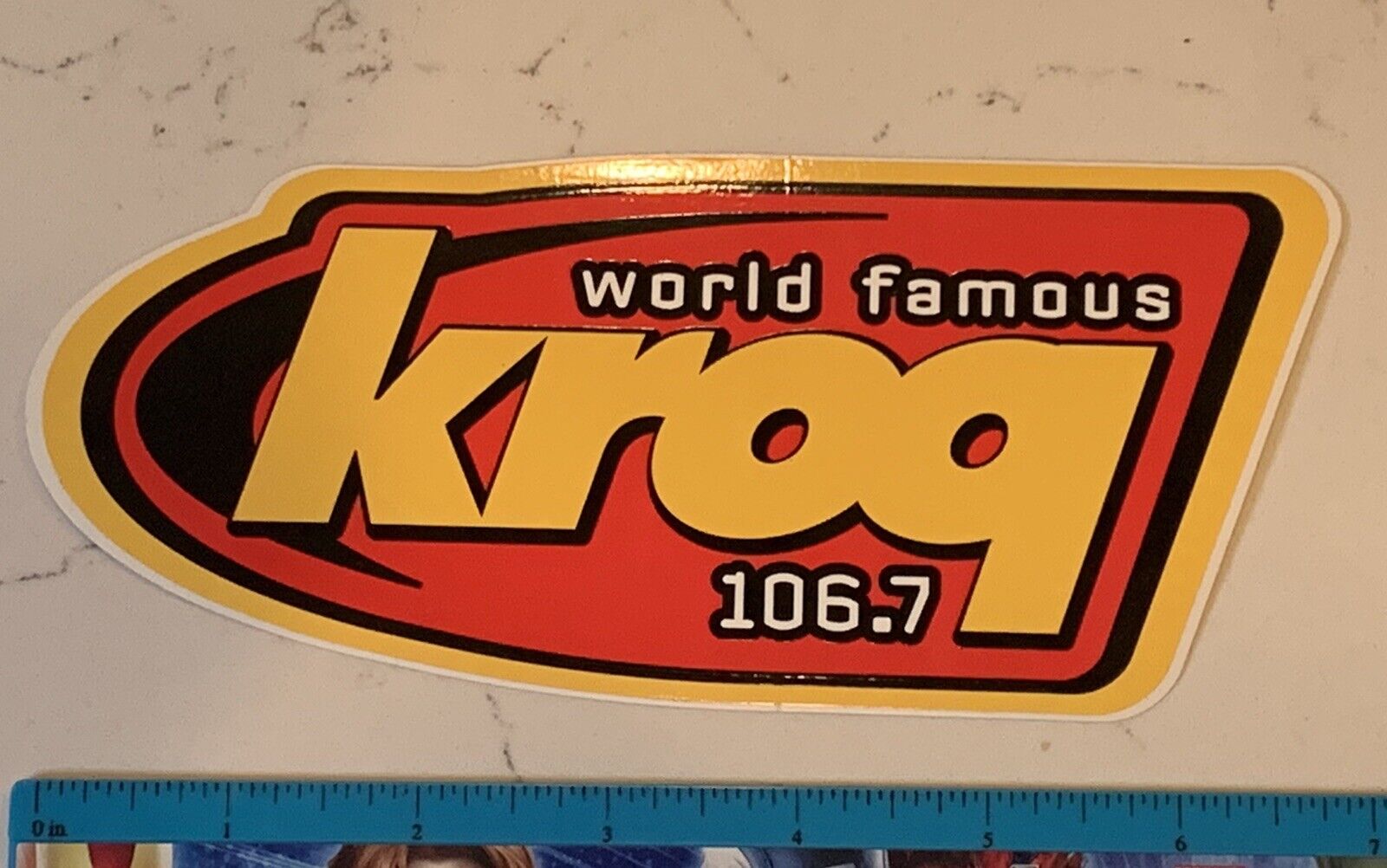 KROQ 106.7 FM Sticker - World Famous - Glossy vinyl die-cut 7” x 3” def tones