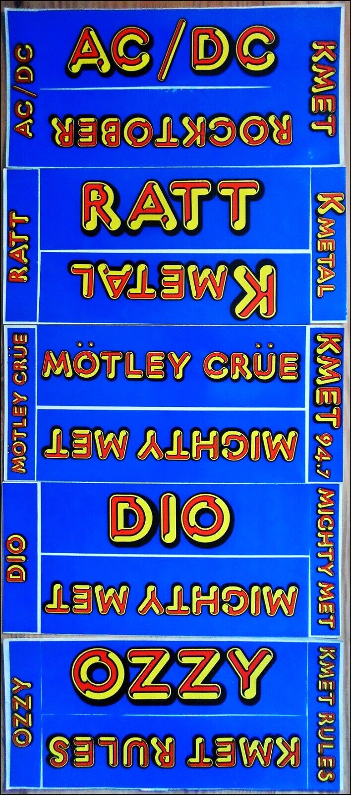 KMET Lot Of 5 Concert Bumper Stickers LA Radio AC/DC DIO Ratt Ozzy Motley Crue