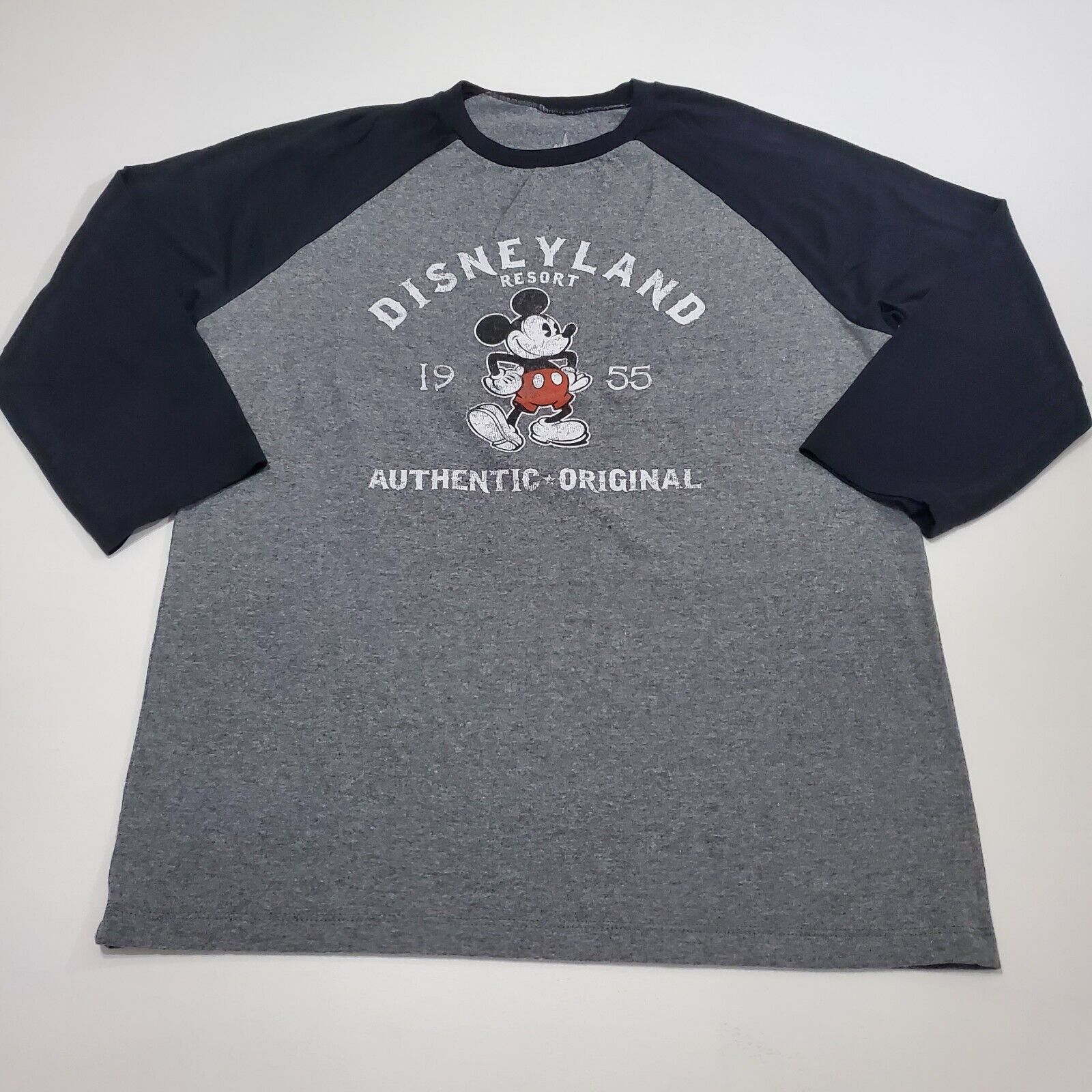 Disneyland Resort Men\'s 3/4 Sleeve Souvenir Tee Gray/Black Sz Medium Excellent 