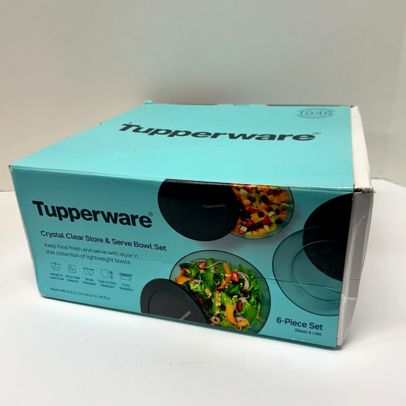 Tupperware Crystal Clear Store & Serve 6pc Set - 3 Bowls & 3 Lids