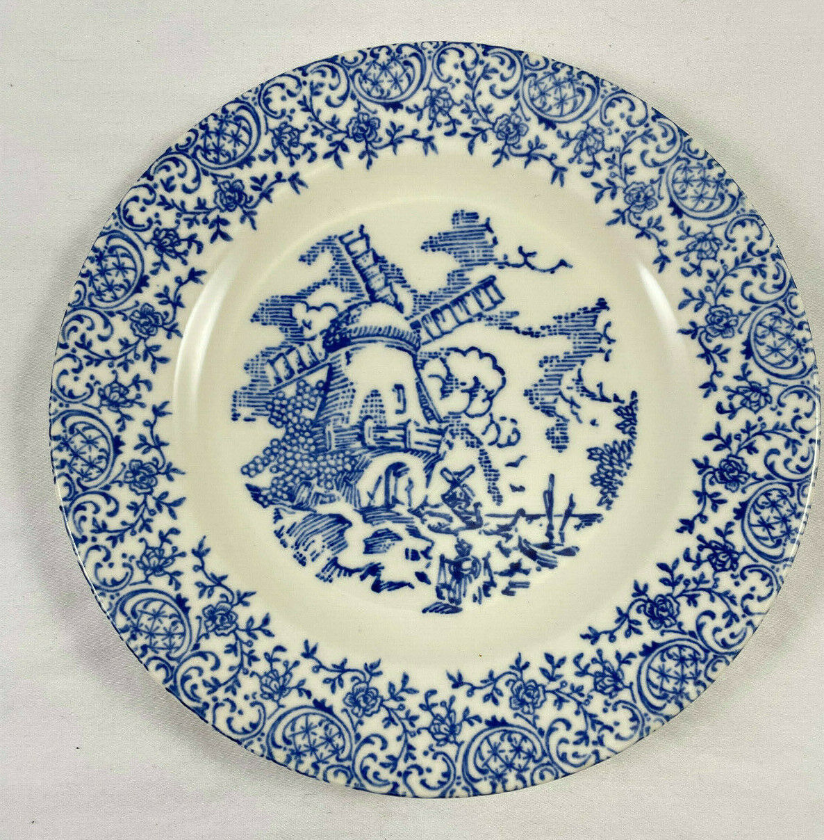 Royal China Windmill Bread Plate Cobalt Blue & White 6 3/8\