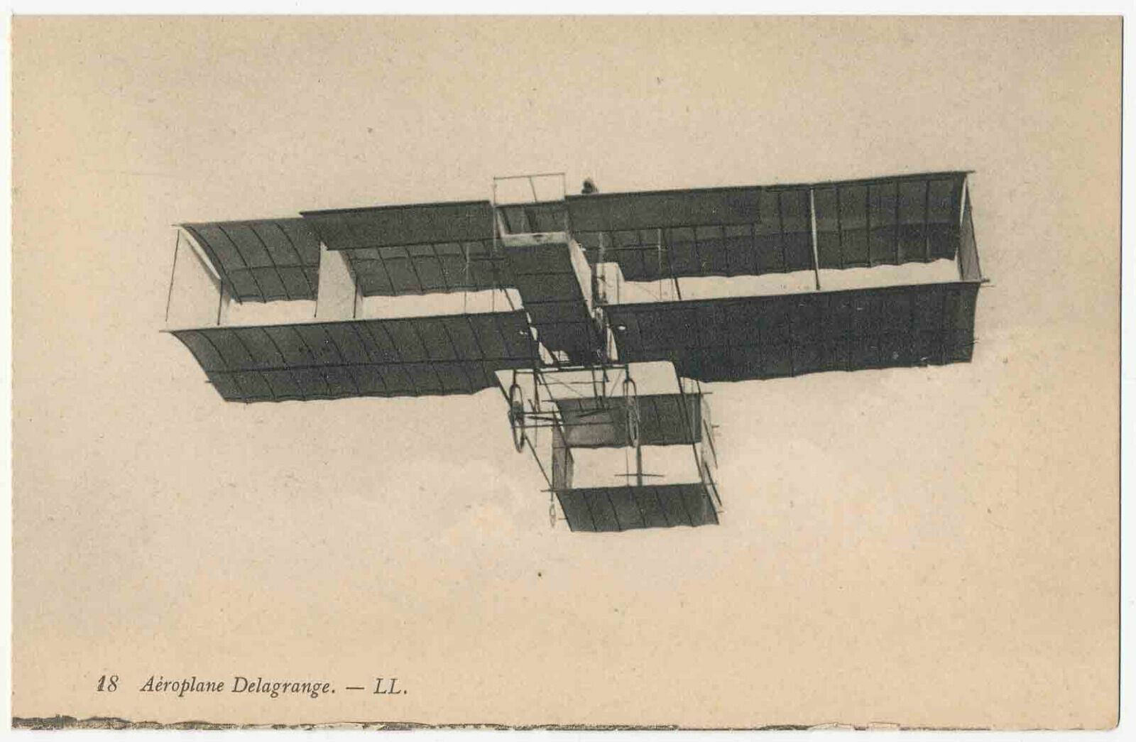 Aeroplane Delagrange, Aviator Leon Delagrange, Biplane c1910