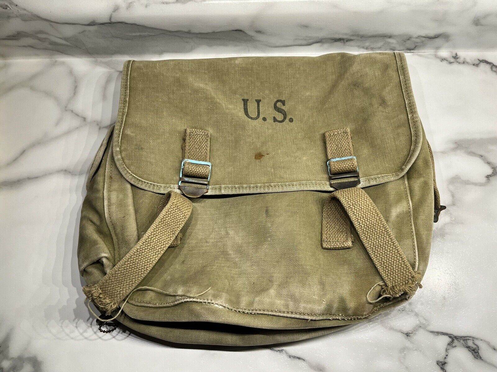 WW2 US Army M36 Musette Bag W/ Markings Langdon Tent & Awning Co 1942
