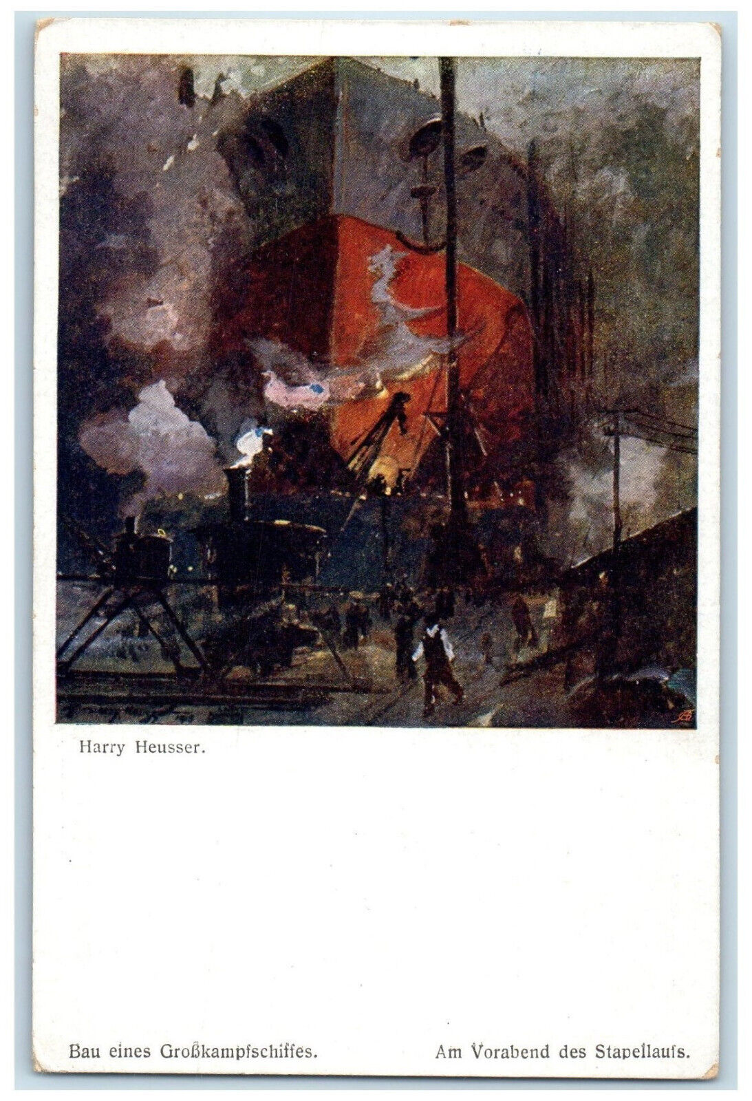 c1920's Construction of Large Ship Harry Heusser Austrian Fleet Postcard