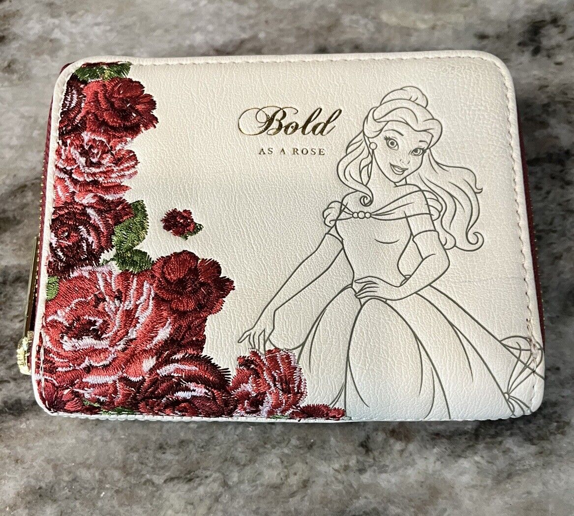 Loungefly Disney Belle Bold As A Rose Small Zip Wallet