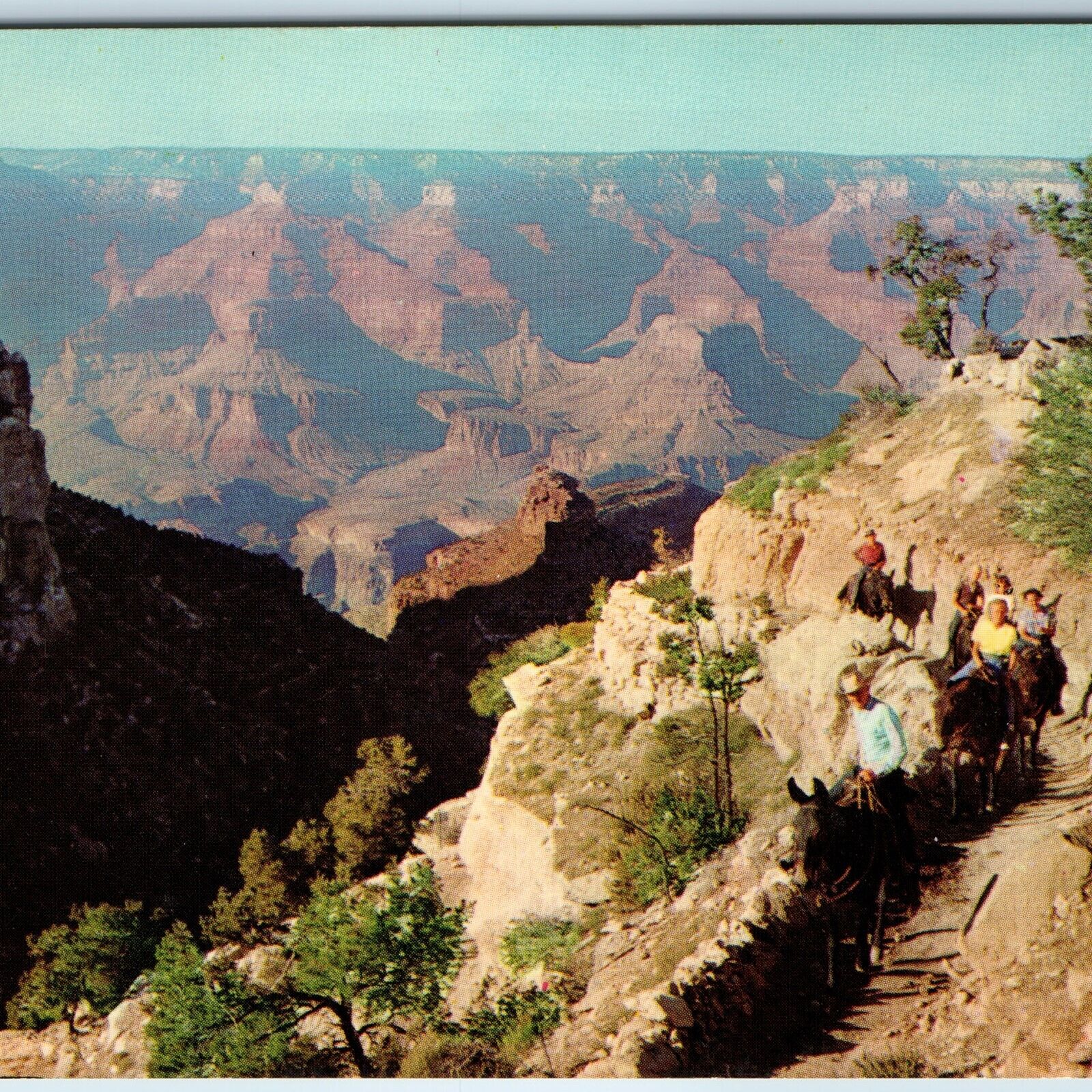 1953 Grand Canyon AZ Bright Angel Trail Switchback Rim Fred Harvey Hotel PC A238