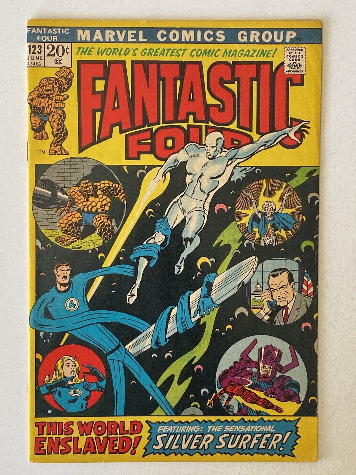 Fantastic Four #123 1972, 🔑Silver Surfer Vs. Fantastic Four, Fine/VeryFine