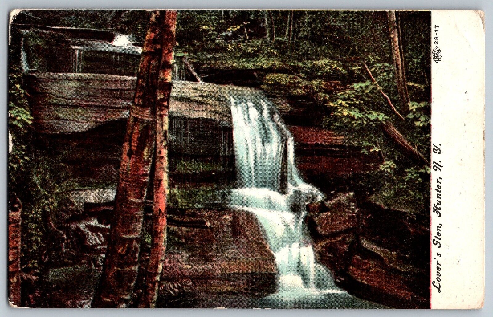 Hunter, New York NY - Lover\'s Glen - Waterfalls - Vintage Postcard - Posted 1908