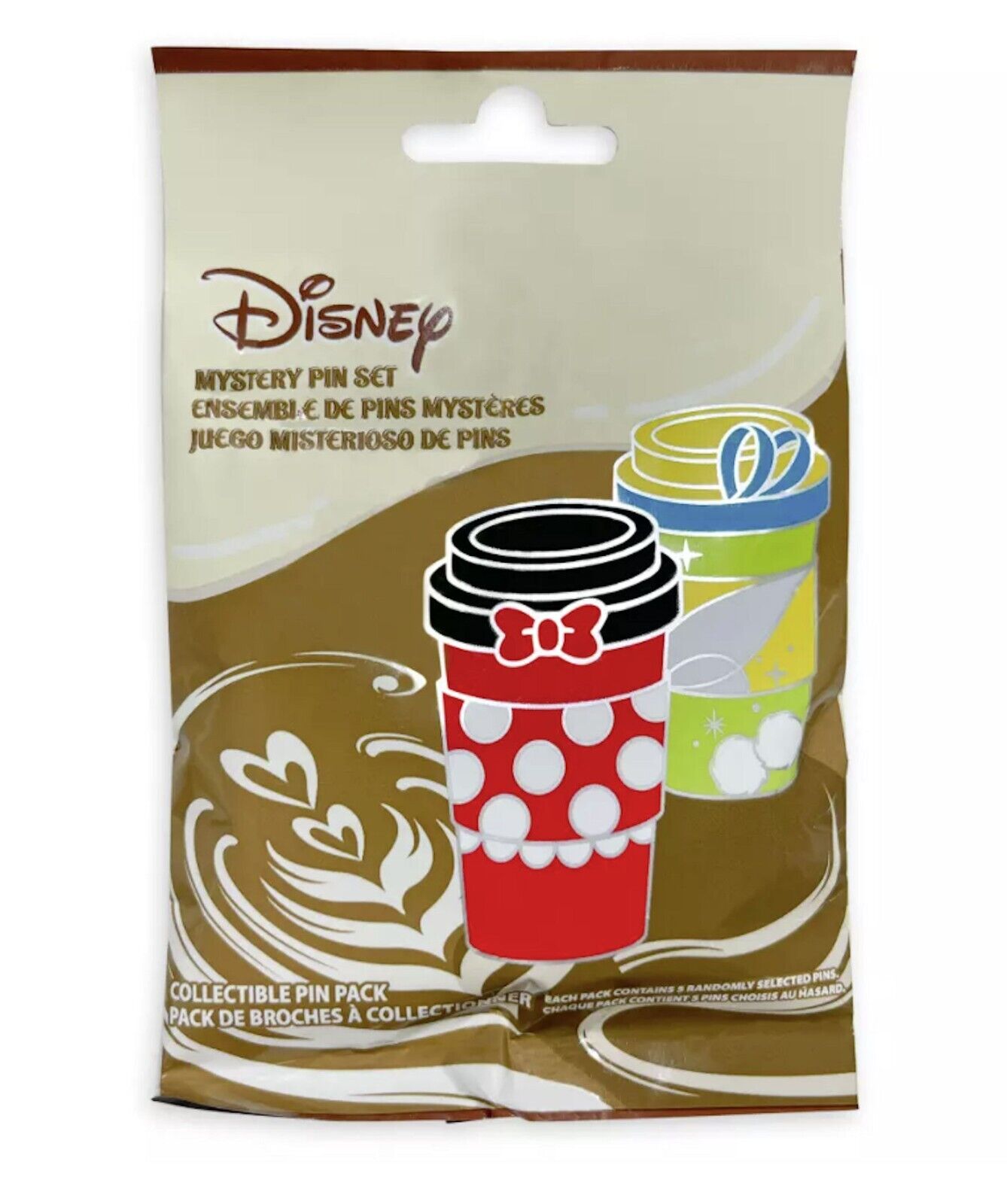 Disney Parks Latte Coffee Cup Mystery Collection 5 Pc Pin Pack Sealed NEW