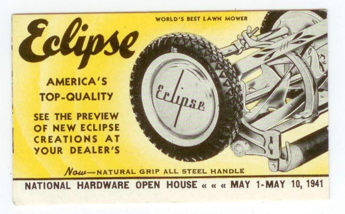 1941 Eclipse push by hand Lawn Mower ad blotter