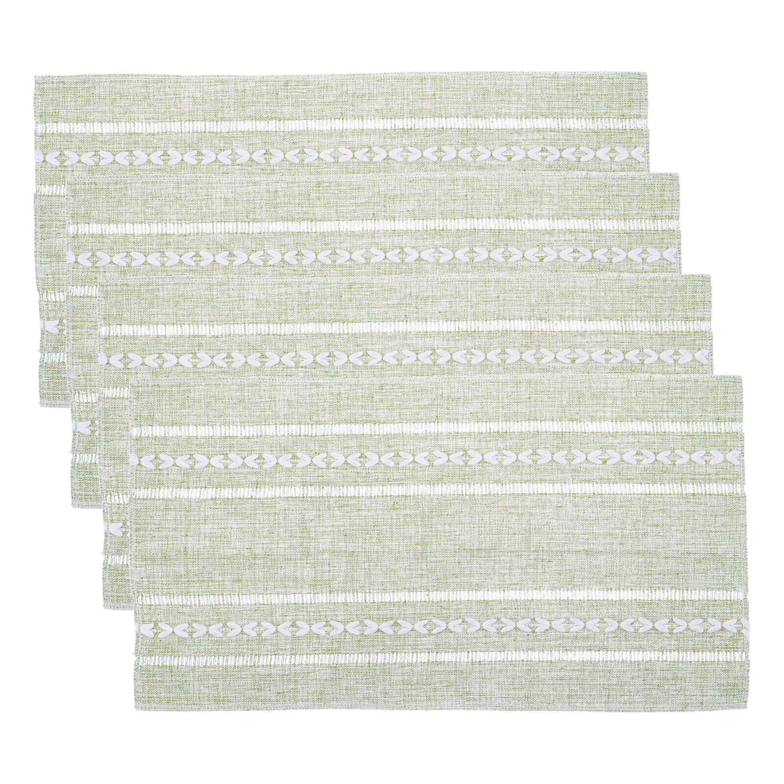 Placemats Set of 4, 12 x 20 Inch Cotton Linen Place Mats for Kitchen (Green)