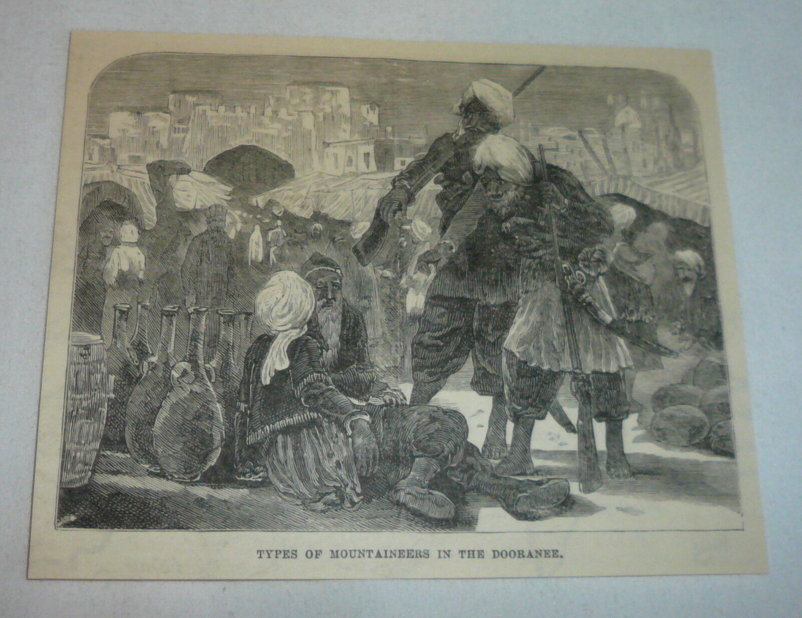1878 magazine engraving ~ TYPES OF MOUNTAINEERS IN THE DOORANEE, Afghanistan