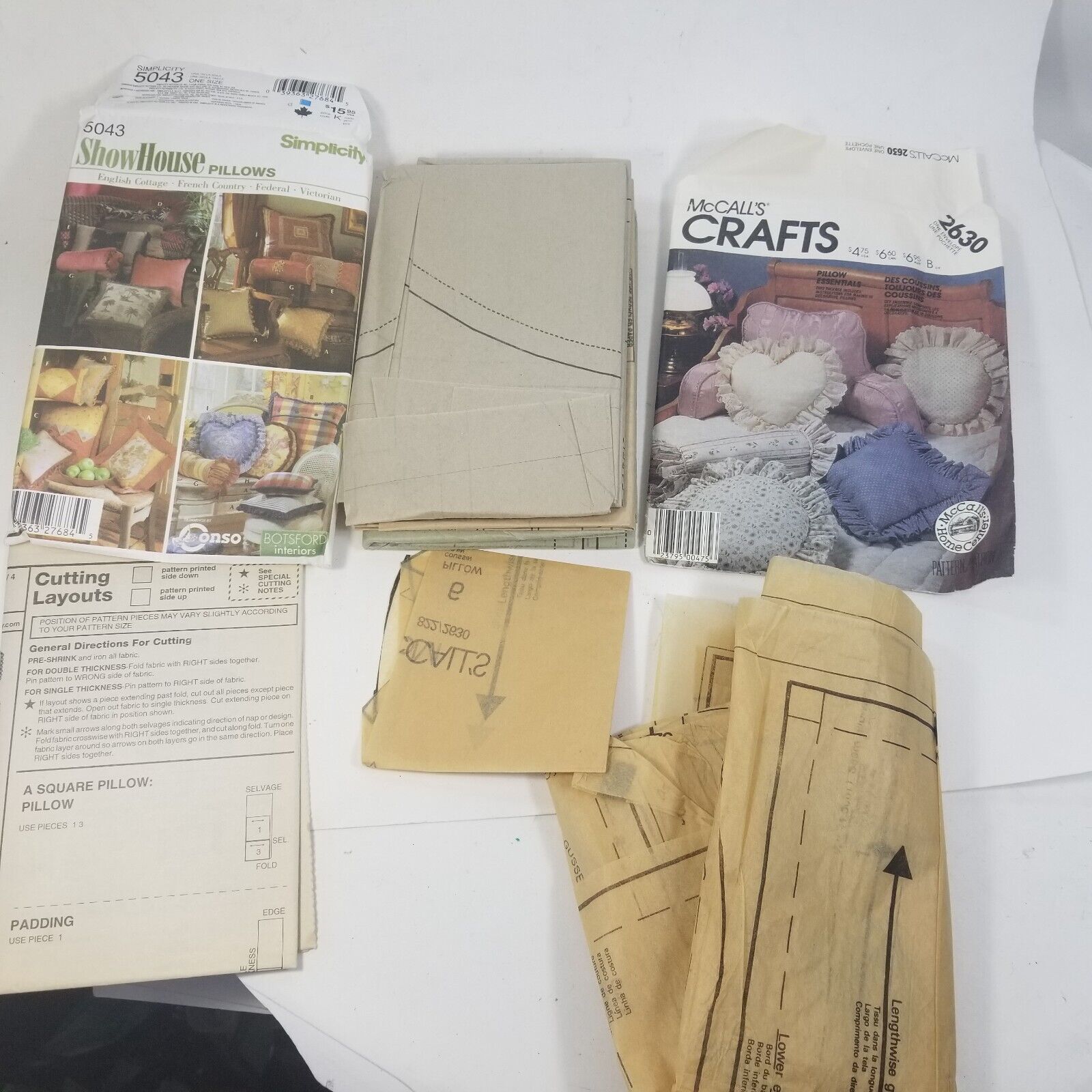 Vintage Simplicity & McCalls Sewing Patterns - Pillow Covers