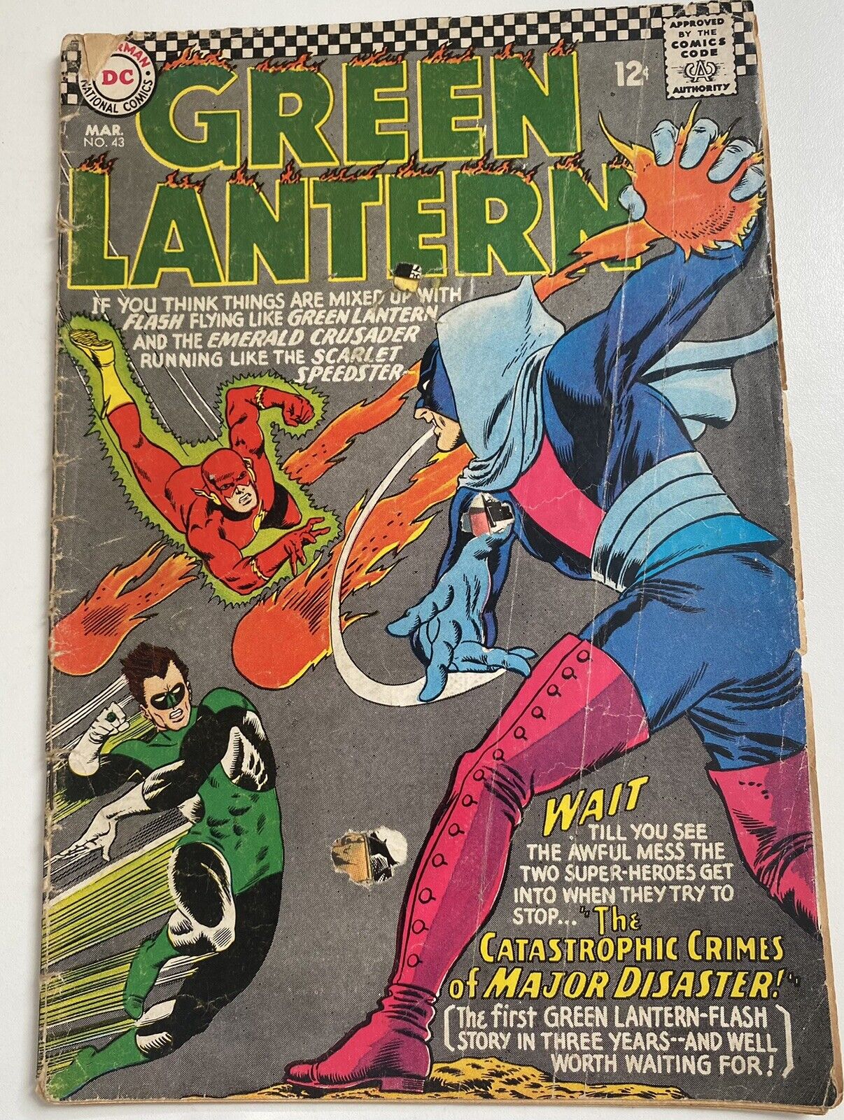 Green Lantern 43 Flash team up 1st app Major Disaster  Gil Kane