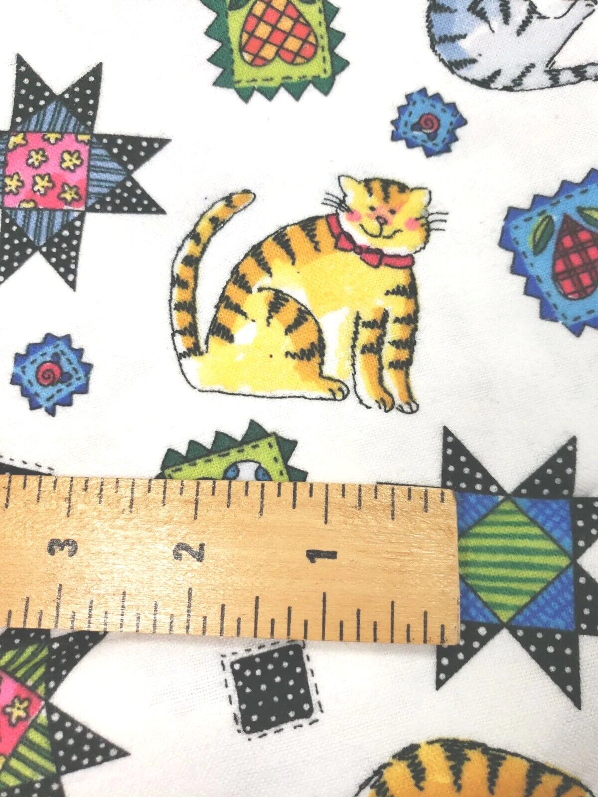 Vintage Fabric by the Yard Jo-Ann Flannel Cats Quilting Pieces Kitties Primary