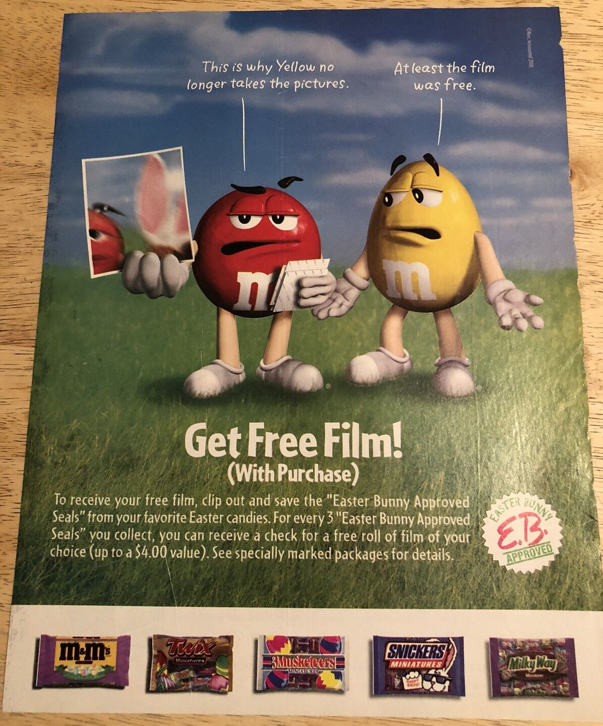 2000 M&Ms Get Free Film Clipping Ad - Vintage Magazine Print Ad