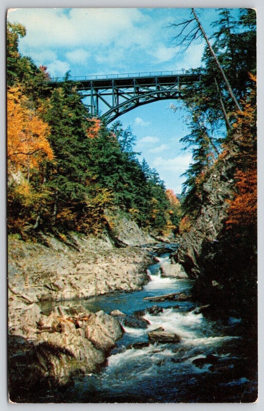 Vermont Quechee Gorge Bridge Ottauquechee River Scenic Chrome Postcard