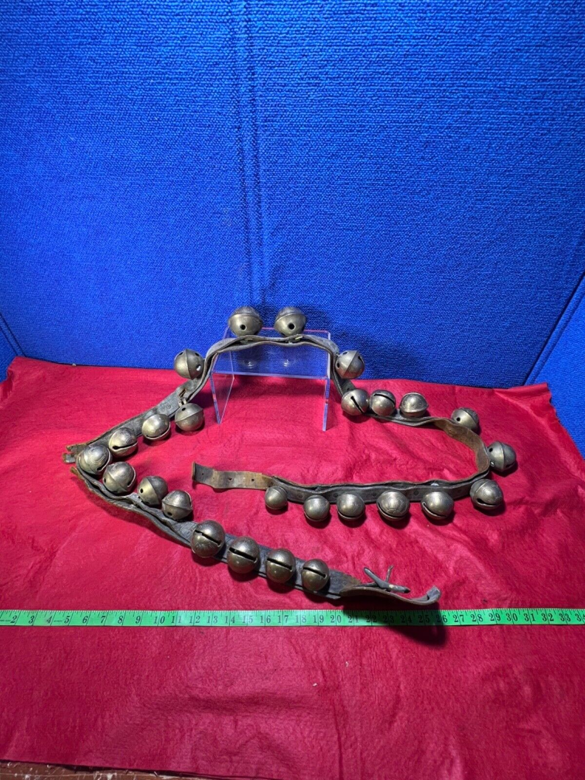 Antique **HORSE DRAWN SLEIGH BELLS**  7 Feet with 26 *LARGE* Bells 1800's XX-116