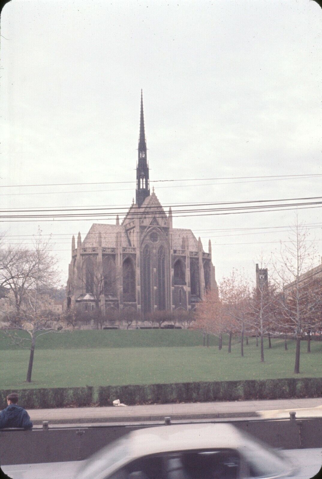 1961 Highway View Heinz Memorial Chapel University of Pittsburgh Vtg 35mm Slide
