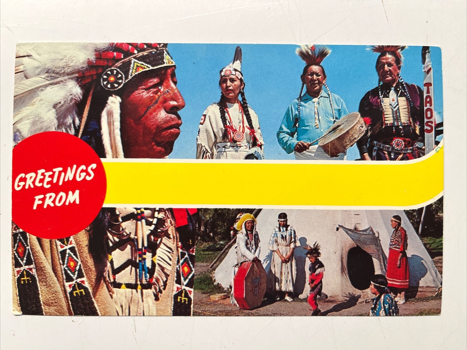 Vintage Postcard Blank “Greetings From” Native American Indian