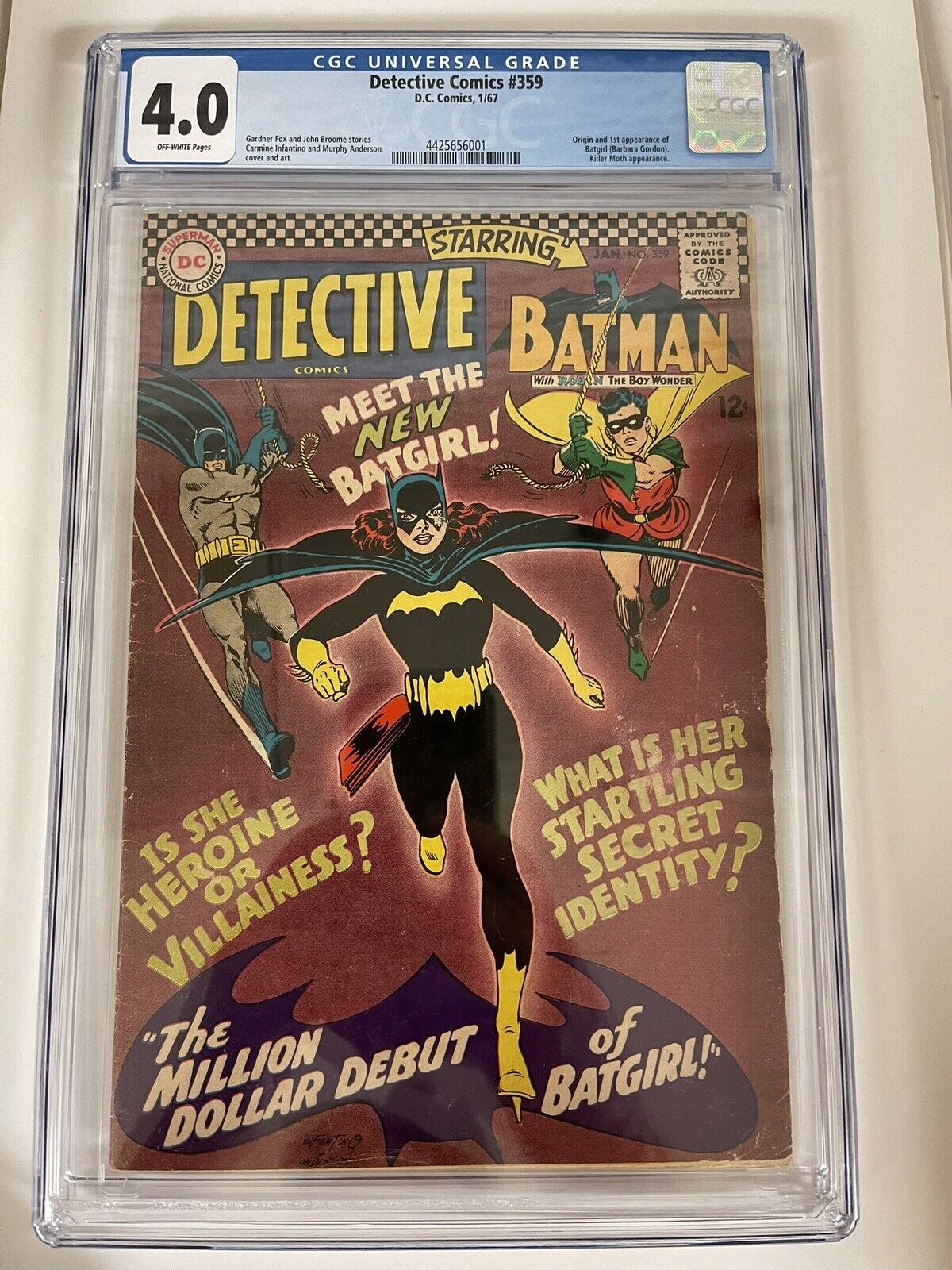 Detective Comics 359 CGC 4.0. Off-White Pages 1st App of Batgirl Barbara Gordon