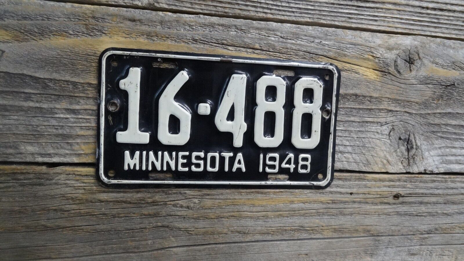 1948 Minnesota Passenger License Plate with Original Paint 10,000 Lakes MN Plate