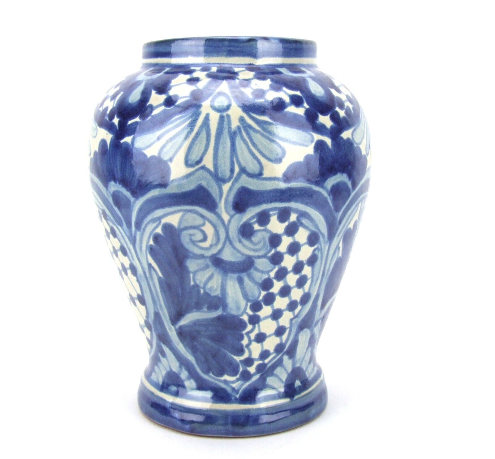 Vtg Talavera Blue White Vase 9\