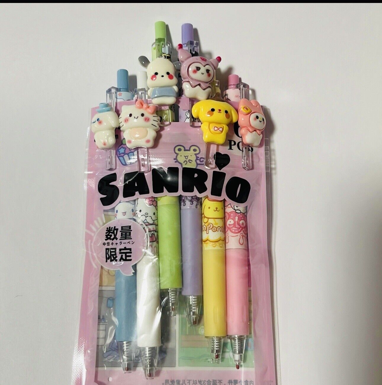 Sario family characters pen 6pcs set Cinnamoroll/MyMelody/Kuromi/Pompom/HK/Pocha