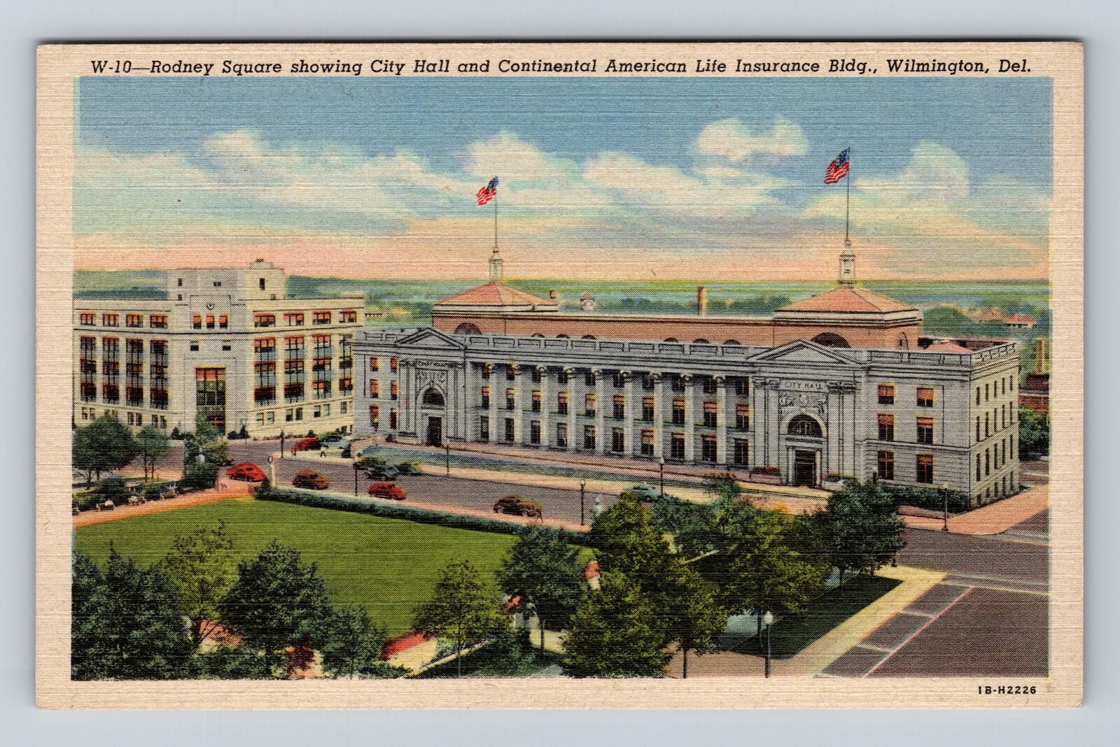 Wilmington DE-Delaware, Rodney Square, City Hall, Antique, Vintage Postcard