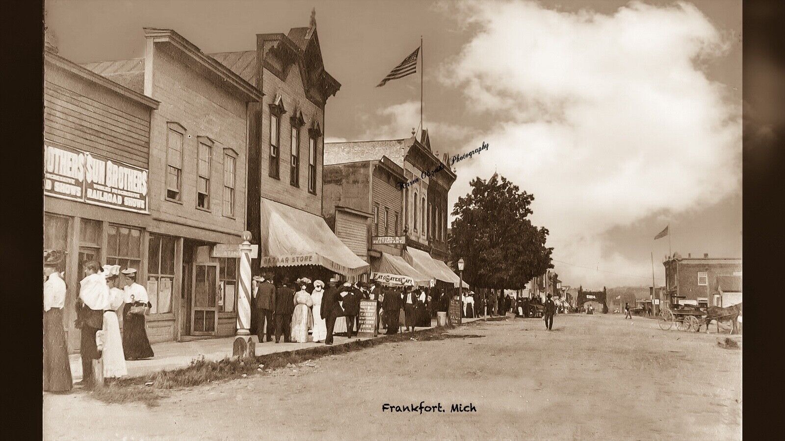 RPPC Photo Frankfort, Michigan Street Scene Early 1900’s