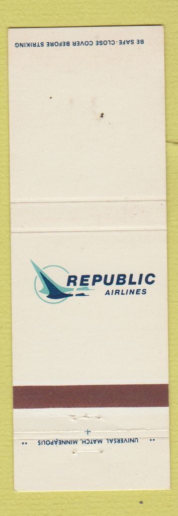 Matchbook Cover - Republic Airlines WEAR