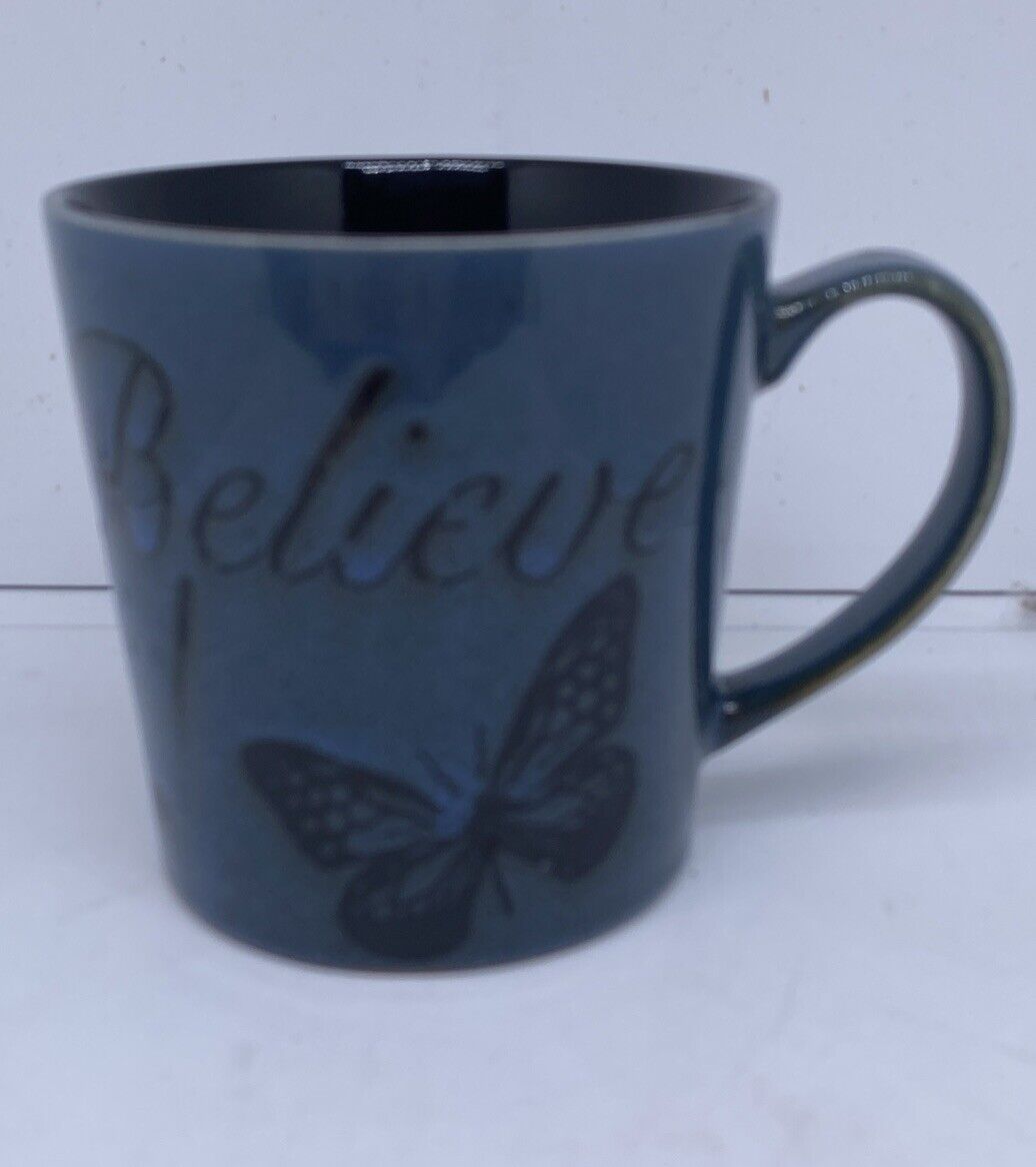 Pfaltzgraff Everyday Dusky Blue Coffee Mug Cup Dream w/Butterflies  16oz