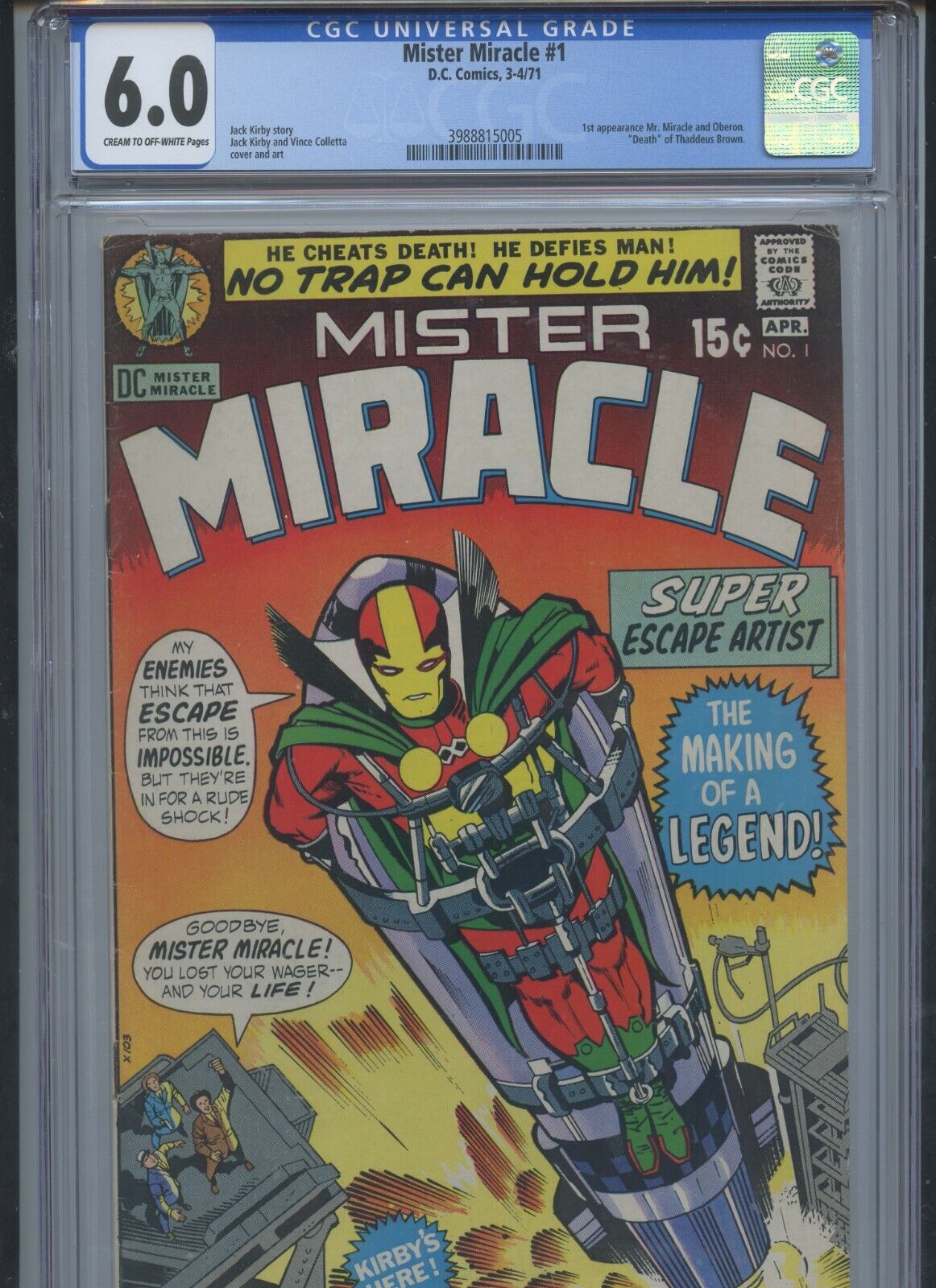 Mister Miracle #1 1971 CGC 6.0 (1st App of Mr.Miracle & Oberon)
