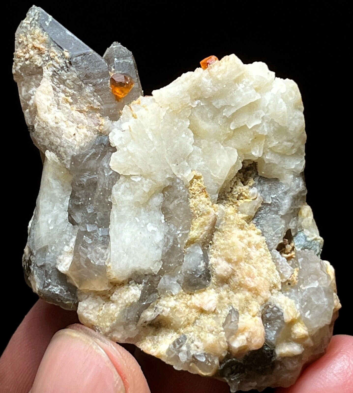 43g  Brand rare black smoked quartz crystal spinel garnet C261