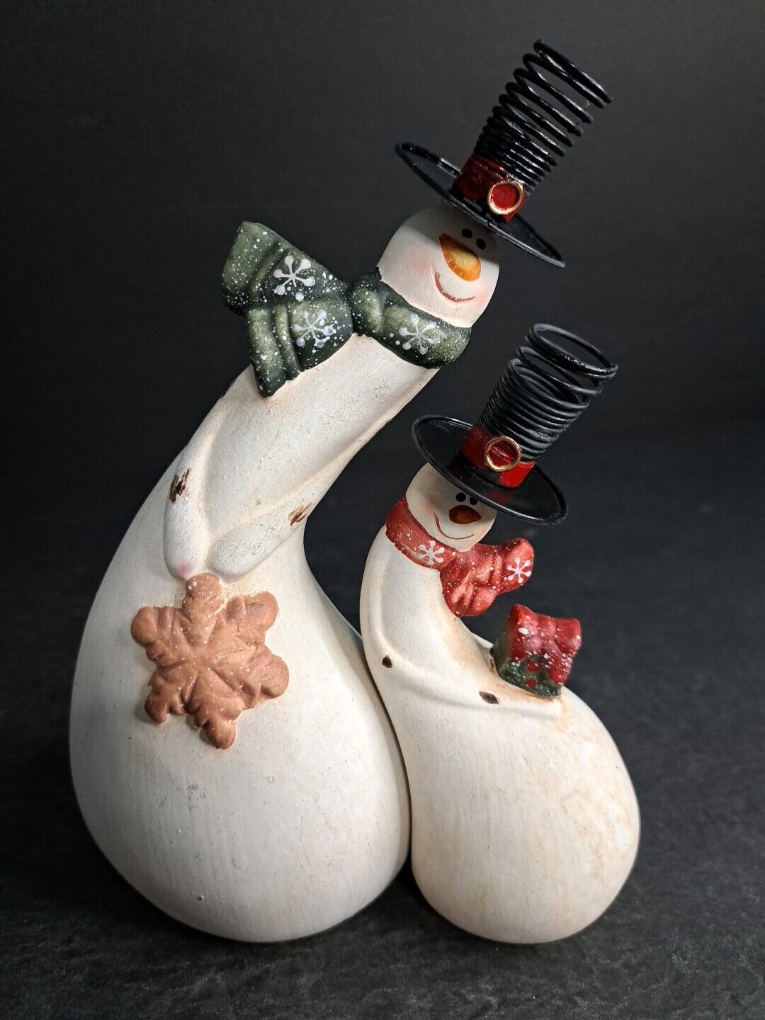 2 Peice Whimsical Snowman Set Ceramic 7\