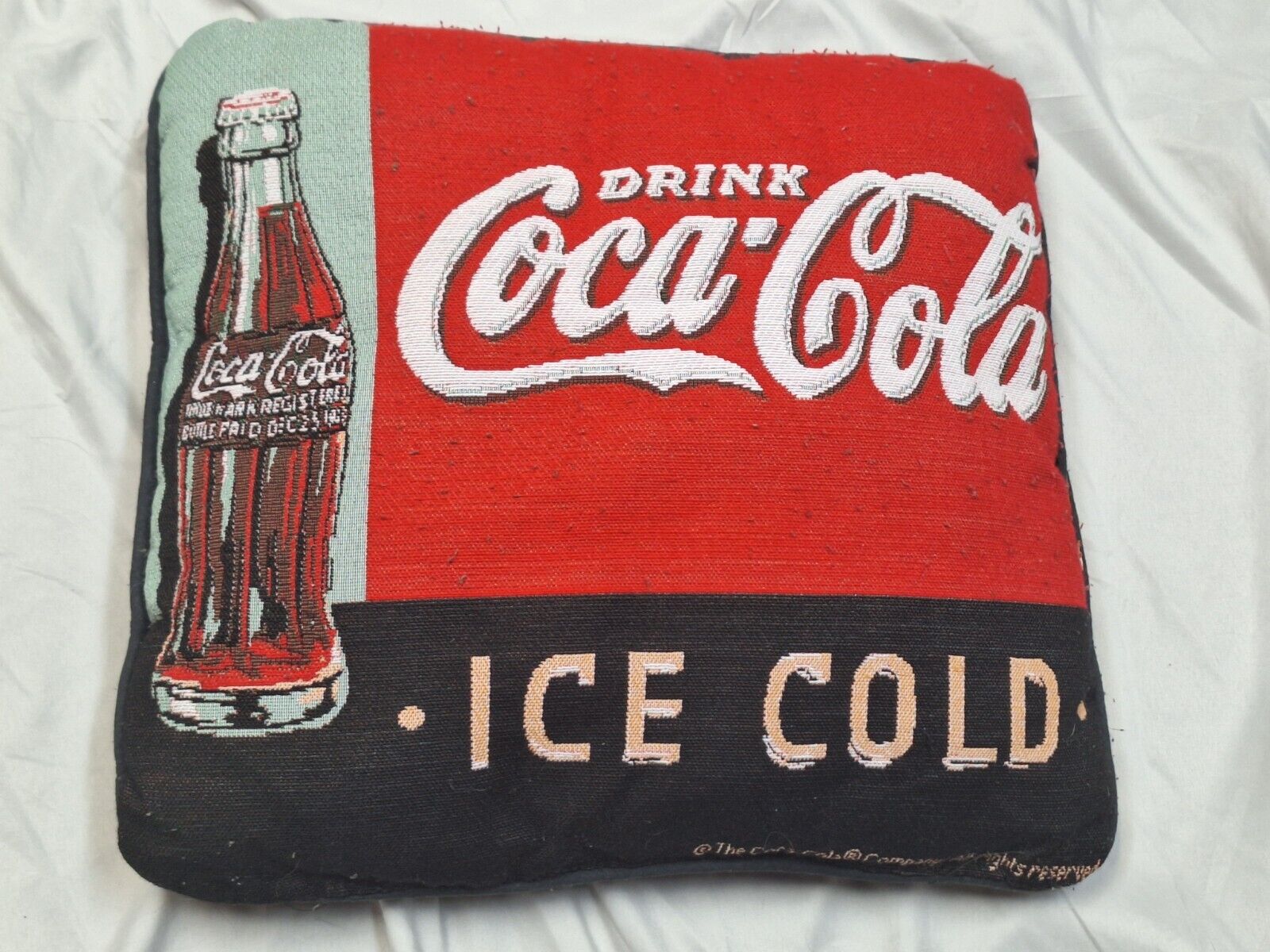 Vintage Coca Cola Tapestry Throw Pillow Retro Bottle