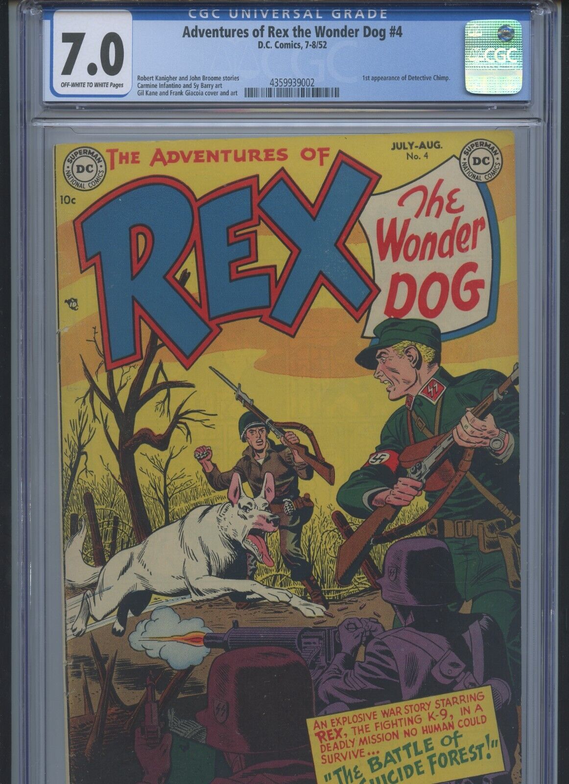 Adventures of Rex the Wonder Dog #4 1952 CGC 7.0 (1st app of Detective Chimp)