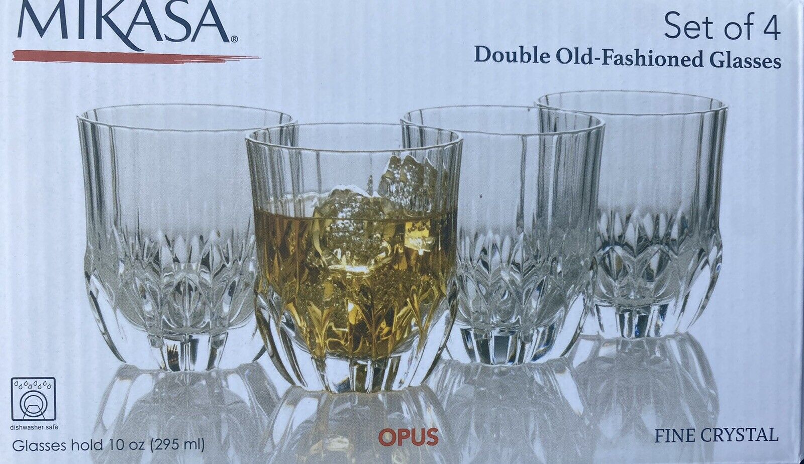 NEW MIKASA OPUS Fine lead free Crystal Double Old Fashioned Glasses Set Of 4